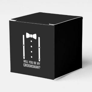 Black Wedding Bow Tie Groomsman Proposal Favor Box