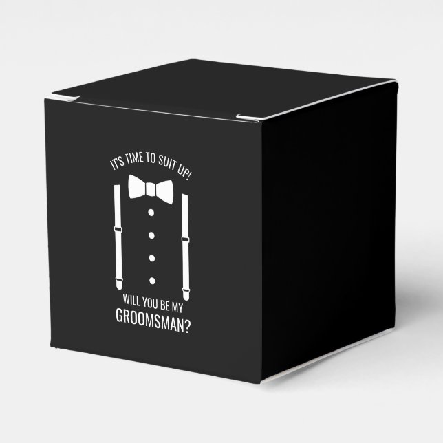 Black Wedding Bow Tie Groomsman Proposal Favor Box (Front Side)
