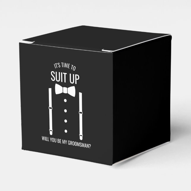 Black Wedding Bow Tie Groomsman Proposal Favor Box (Front Side)