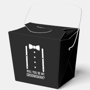 Black Wedding Bow Tie Groomsman Proposal Favor Box