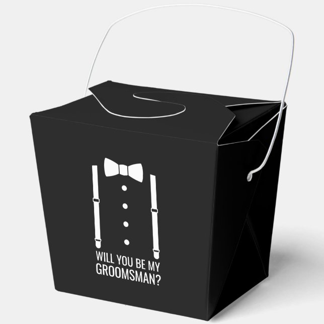 Black Wedding Bow Tie Groomsman Proposal Favor Box (Front)