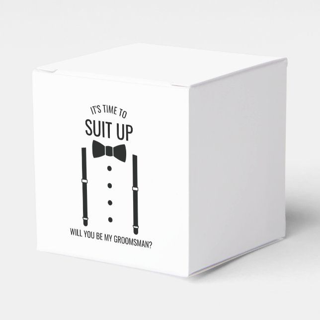 Black Wedding Bow Tie Groomsman Proposal Favor Box (Front Side)