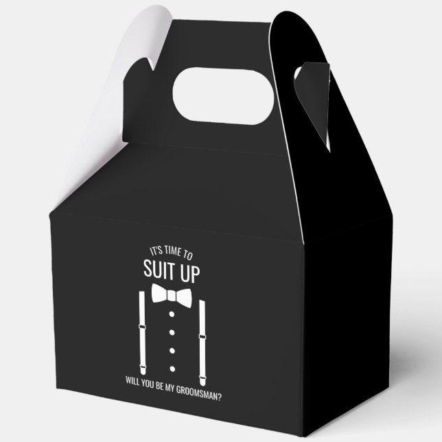 Black Wedding Bow Tie Groomsman Proposal Favor Box (Front)