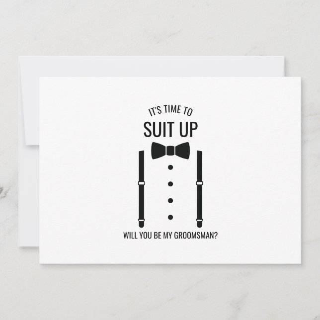 Black Wedding Bow Tie Groomsman Proposal Invitation (Front)