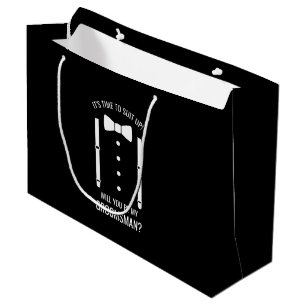 Black Wedding Bow Tie Groomsman Proposal Large Gift Bag