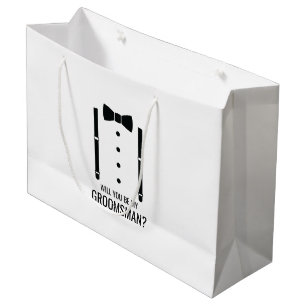 Black Wedding Bow Tie Groomsman Proposal Large Gift Bag