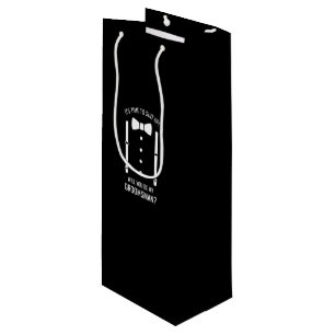 Black Wedding Bow Tie Groomsman Proposal Wine Gift Bag