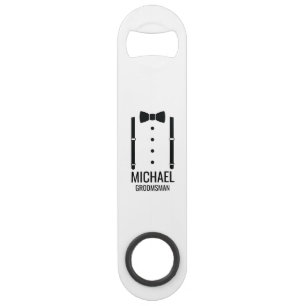 Black Wedding Bow Tie Personalized Groomsmen Bar Key