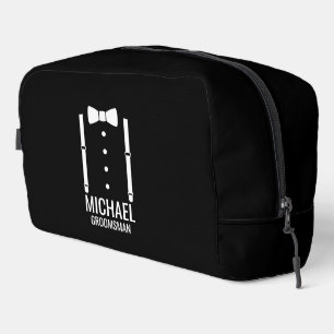 Black Wedding Bow Tie Personalized Groomsmen Dopp Kit