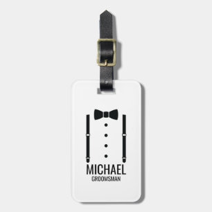 Black Wedding Bow Tie Personalized Groomsmen Luggage Tag