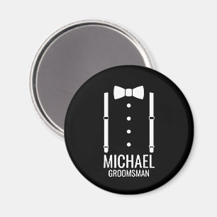 Black Wedding Bow Tie Personalized Groomsmen Magnet