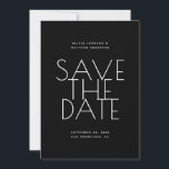 Black Wedding | Clean Typography Photo & QR Code Save The Date<br><div class="desc">This modern save the date wedding card features a black background on both the front and back, creating a clean, cohesive look with strong contrast and minimalist appeal. The simple typography stands out clearly, making the announcement feel confident, contemporary, and well structured. The back side includes space for a personal...</div>