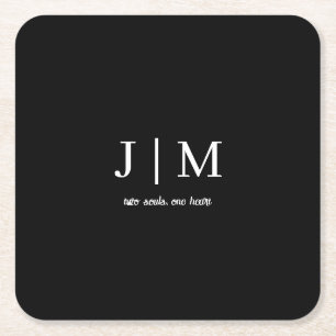 Black Wedding Coaster Customizable White Text