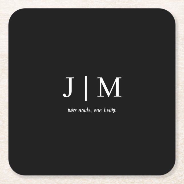 Black Wedding Coaster Customizable White Text (Front)