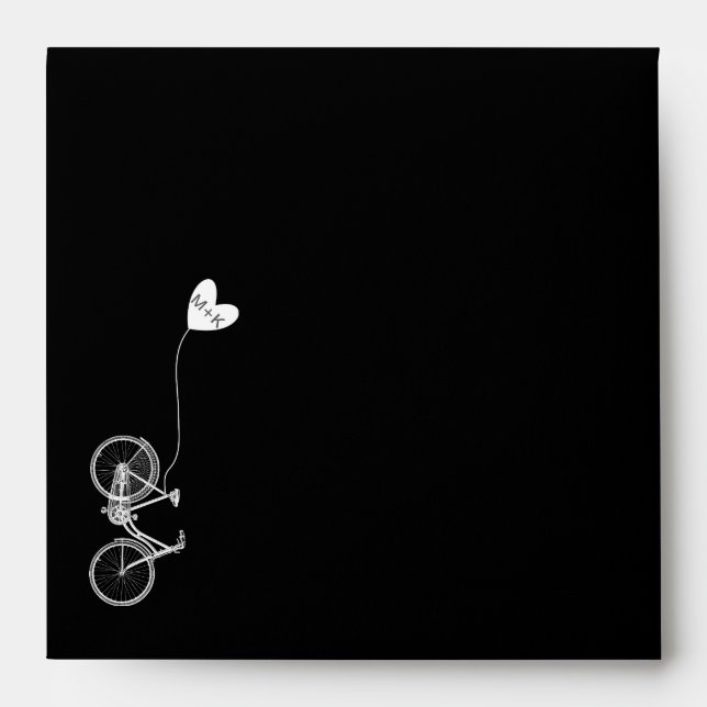 Black Wedding customised envelope romantic bike (Front)