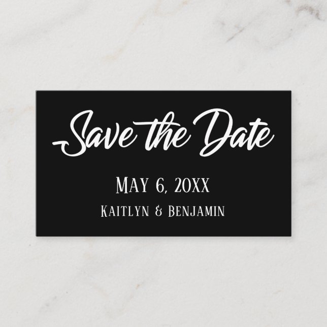 Black Wedding Detail Save the Date Enclosures Business Card (Front)
