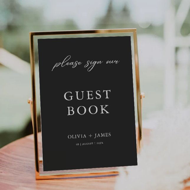 Black Wedding Guest Book Sign Template (Black Wedding Guest Book Sign Template)