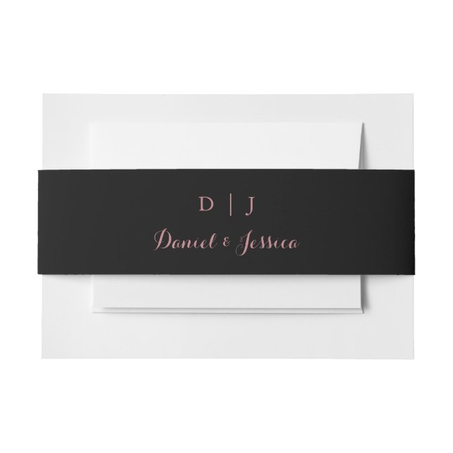 Black Wedding Invitation Belly Band (Front Example)