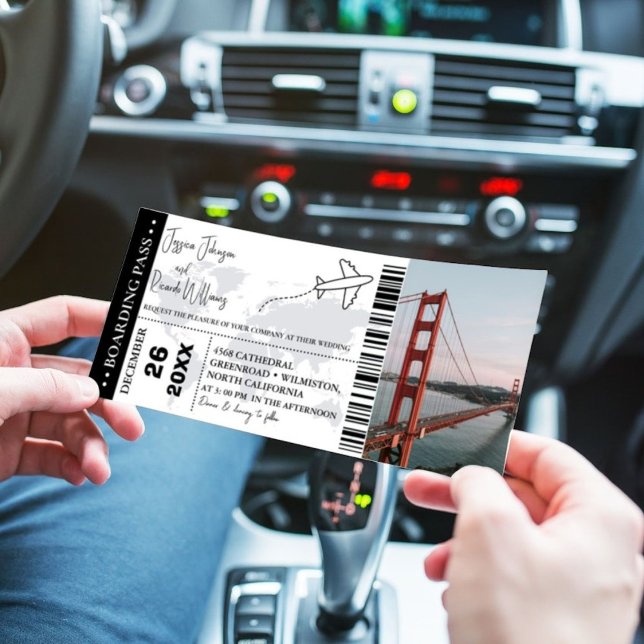 Black Wedding invitation Boarding pass ticket (Creator Uploaded)