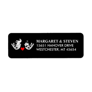 Black Wedding Label Black & White Love Birds