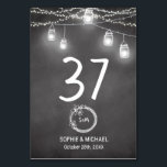 Black Wedding Mason Jar Table Number Card<br><div class="desc">Black Wedding Table Number Card with Rustic Chalkboard, Mason Jar and String Lights. Each table number needs to be created separately - create a table number then add to cart and repeat for each number. Use personalize this template option to change the text. Also check out our store collections for...</div>