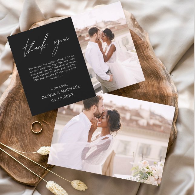Black Wedding Minimalist Thank You Cards (Creator Uploaded)