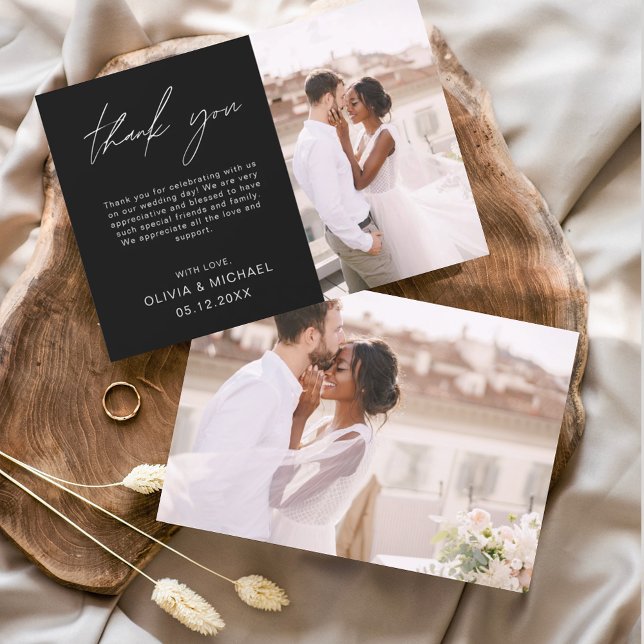 Black Wedding Minimalist Thank You Cards (Creator Uploaded)