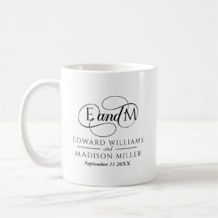 Black Wedding Monogram Personalized Coffee Mug