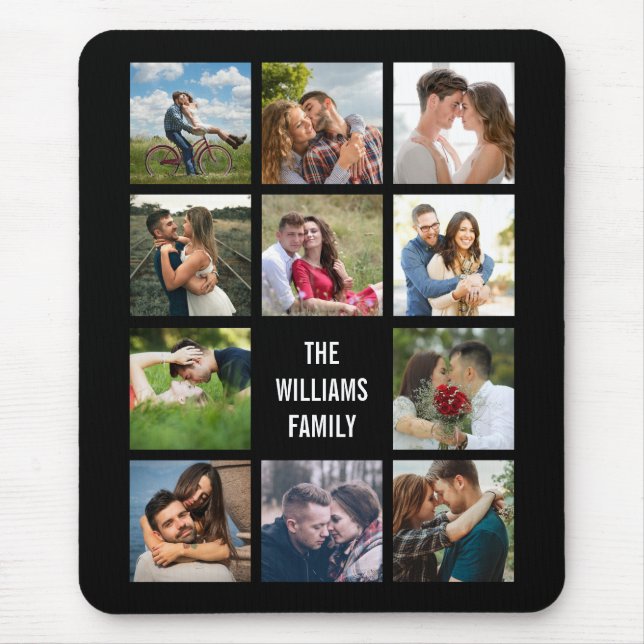 Black Wedding Photo Collage Mouse Pad (Front)