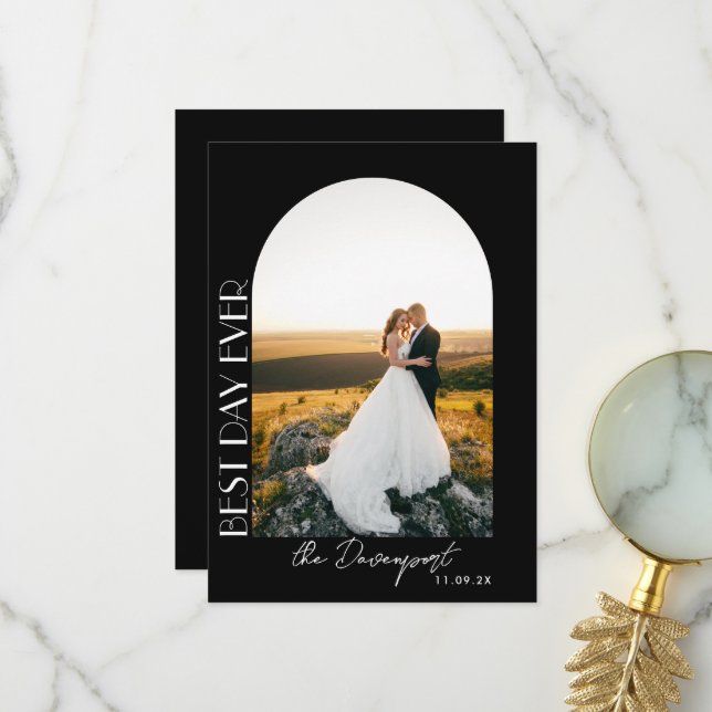 Black Wedding Photo Thank you (Front/Back In Situ)