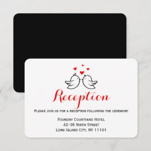 Black Wedding Reception Red Lovebirds Love Invitation