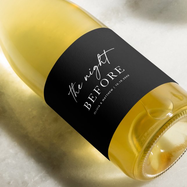 Black Wedding Rehearsal Dinner | Night Before Wine Label (Creator Uploaded)