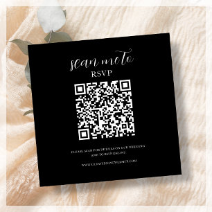 Black   Wedding RSVP QR Code Enclosure Card