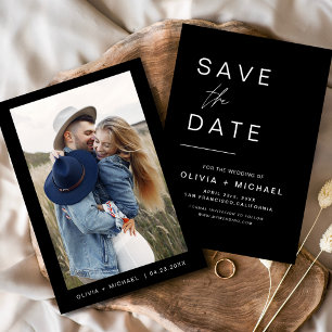 Black Wedding Save the Date Photo Minimalist