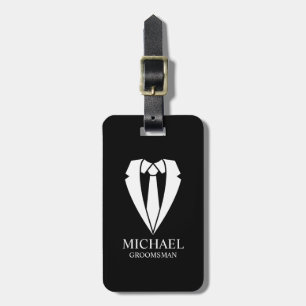 Black Wedding Suit and Tie Groomsman  Luggage Tag