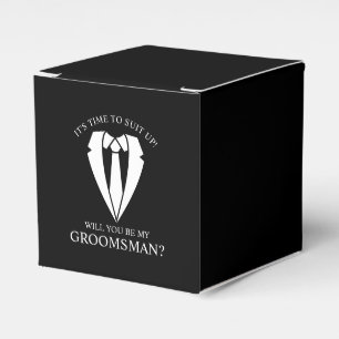 Black Wedding Suit and Tie Groomsman Proposal Favor Box