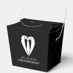 Black Wedding Suit and Tie Groomsman Proposal Favor Box