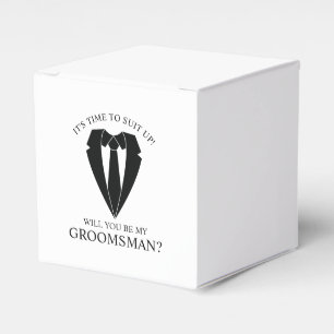 Black Wedding Suit and Tie Groomsman Proposal Favor Box