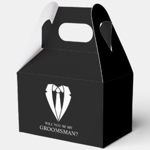 Black Wedding Suit and Tie Groomsman Proposal Favor Box