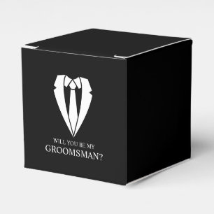 Black Wedding Suit and Tie Groomsman Proposal Favor Box