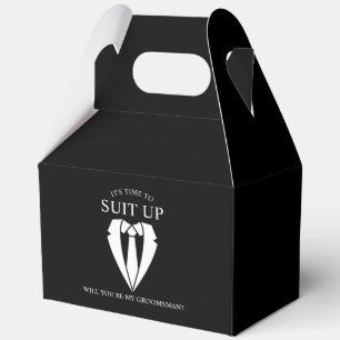 Black Wedding Suit and Tie Groomsman Proposal Favor Box