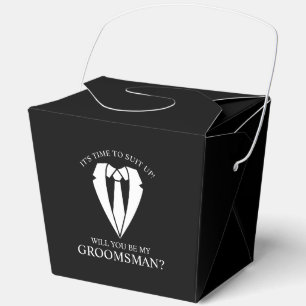 Black Wedding Suit and Tie Groomsman Proposal Favor Box