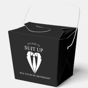 Black Wedding Suit and Tie Groomsman Proposal Favor Box