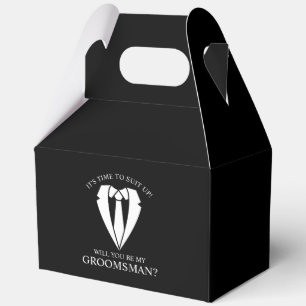 Black Wedding Suit and Tie Groomsman Proposal Favor Box