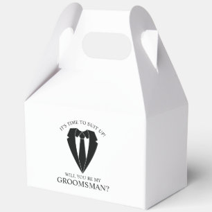 Black Wedding Suit and Tie Groomsman Proposal Favor Box