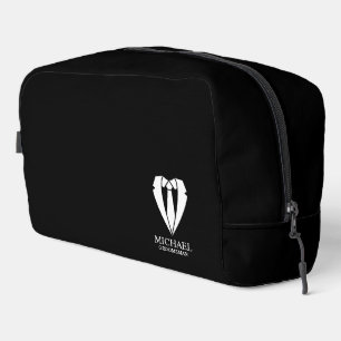 Black Wedding Suit and Tie Personalized Groomsmen Dopp Kit