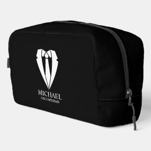 Black Wedding Suit and Tie Personalized Groomsmen Dopp Kit