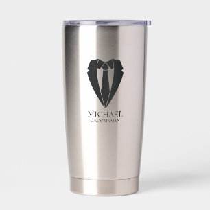 Black Wedding Suit and Tie Personalized Groomsmen Insulated Tumbler