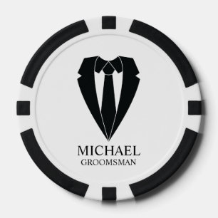 Black Wedding Suit and Tie Personalized Groomsmen Poker Chips
