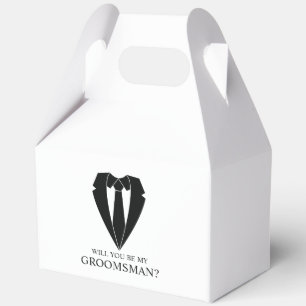 Black Wedding Suit Groomsman Proposal Favor Box